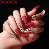 Red Color Leopard Print Ballet False Nails