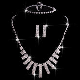 4 Pieces Rhinestones Necklace Set With Earrings Ring And Bracelet Fashion Jewelry For Women