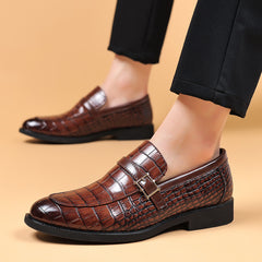 Leather Shoes Men's Business Crocodile Pattern